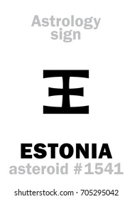 Astrology Alphabet: ESTONIA, asteroid #1541. 
Hieroglyphics character sign (single symbol).