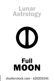 Astrology Alphabet: Full MOON (Lunar phase). 
Hieroglyphics character sign (single symbol).