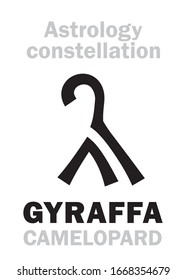 Astrology Alphabet: GIRAFFE / CAMELOPARDUS (Gyraffa Camelopardalis) — Astronomical constellation (used in Uranography since 1598), Marvelous beast from «Mediæval Bestiarum». Hieroglyphic sign/symbol. 