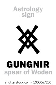 Astrology Alphabet: GUNGNIR (Woden's spear). 
Hieroglyphics character sign (Runic symbol).