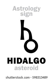 Astrology Alphabet: HIDALGO, asteroid. 
Hieroglyphics character sign (single symbol).