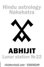 Astrology Alphabet: Hindu nakshatra ABHIJIT (Lunar station No.22). 
Hieroglyphics character sign (single symbol).
