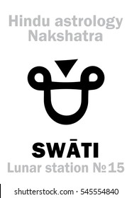 Astrology Alphabet: Hindu nakshatra SWATI (Lunar station No.15). 
Hieroglyphics character sign (single symbol).