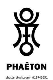 Astrology Alphabet: PHAËTON, hypothetic destroyed planet. 
Hieroglyphics character sign (single symbol).
