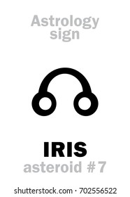 Astrology Alphabet: IRIS, asteroid #7. 
Hieroglyphics character sign (single symbol).