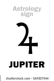 Astrology Alphabet: JUPITER (Jovis Pater), classic major social planet. Hieroglyphic character ♃ sign/symbol (meaning: thunderbolt, eagle, or crosier). 