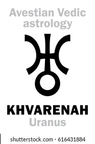 Astrology Alphabet: KHVARENAH / Pharn (Uranus), Avestian vedic planet. 
Hieroglyphics character sign (single symbol).