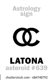 Astrology Alphabet: LATONA (Leto), asteroid #639. 
Hieroglyphics character sign (single symbol).