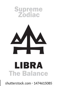 Astrology Alphabet: 
LIBRA (The Scales / The Balance), constellation Libra. Sign of Supreme Zodiac (Internal circle). Hieroglyphic character (persian symbol).