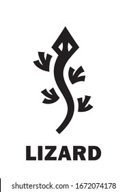 Astrology Alphabet: LIZARD (Lacerta) — Little modern Astronomical constellation (was created by Johannes Hevelius in 1687 and used in «Uranographia» since 1690). Hieroglyphic character sign (symbol).