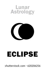 Astrology Alphabet: Lunar ECLIPSE, astronomical phenomenon. 
Hieroglyphics character sign (single symbol).