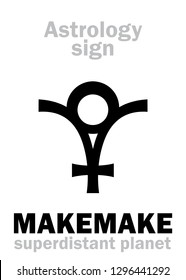 Astrology Alphabet: MAKEMAKE (Rapa Nuï deity), superdistant dwarf planet. 
Hieroglyphics character sign (symbol of the Polynesian god the creator of humanity).