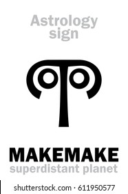 Astrology Alphabet: MAKEMAKE, superdistant dwarf planet. 
Hieroglyphics character sign (Polynesian petroglyph symbol: Engraved face of the Rapa Nuï god).