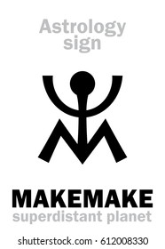 Astrology Alphabet: MAKEMAKE, superdistant dwarf planet. 
Hieroglyphics character sign (single symbol).