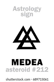 Astrology Alphabet: MEDEA, asteroid #212. 
Hieroglyphics character sign (single symbol).