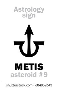 Astrology Alphabet: METIS, asteroid #9. 
Hieroglyphics character sign (single symbol).