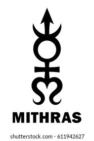 Astrology Alphabet: MITHRAS, massive trans-neptunian planetoid. 
Hieroglyphics character sign (single symbol).