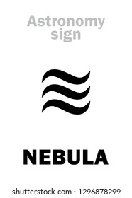 Astrology Alphabet: NEBULA, interstellar clouds of star dust, plasma and gases. 
Hieroglyphics character sign (astronomical symbol).