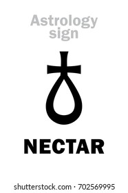 Astrology Alphabet: NECTAR, hypothetical asteroid. 
Hieroglyphics character sign (single symbol).