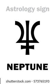 Astrology Alphabet: NEPTUNE (Poseidon), higher global planet. 
Hieroglyphics character sign (single symbol).