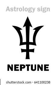 Astrology Alphabet: NEPTUNE (Poseidon's trident), higher global planet. 
Hieroglyphics character sign (single symbol).