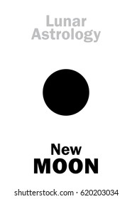 Astrology Alphabet: New MOON (Lunar appearance). 
Hieroglyphics character sign (single symbol).