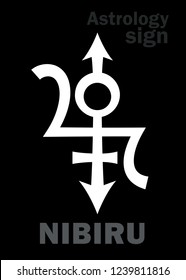 Astrology Alphabet: NIBIRU, Orphan planet, Rogue planet of Anunnaki (Aliens, the Ancient astronauts). 
Hieroglyphics character sign (original single symbol).