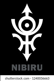 Astrology Alphabet: Orphan planet NIBIRU, The Rogue planet of Anunnaki (Aliens, the Ancient astronauts). 
Hieroglyphics character sign (original single symbol).