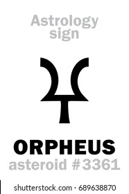 Astrology Alphabet: ORPHEUS, asteroid #3361. 
Hieroglyphics character sign (single symbol).