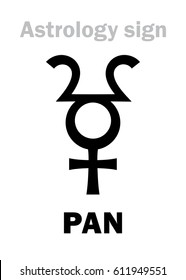 Astrology Alphabet: PAN (Faun), hypothetical planetoid. 
Hieroglyphics character sign (single symbol).