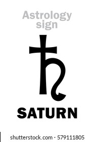 Astrology Alphabet: SATURN (cross of fate), classic major social planet. 
Hieroglyphics character sign (single symbol).