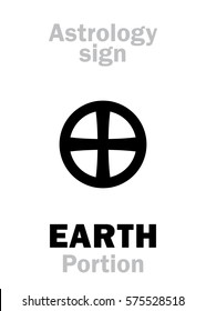 Astrology Alphabet: Sign of EARTH (Portion, or Pars Terrae). 
Hieroglyphics character sign (single symbol).