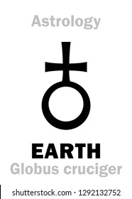 Astrology Alphabet: Sign of EARTH (The «Globus cruciger» – the orb and cross); Salvator Mundi (Latin for "Saviour of the World"). Hieroglyphic character ♁ sign (symbol, sometime used in Astronomy).