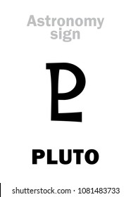 Astrology Alphabet: sign of PLUTO (PL), planetoid, dwarf planet since 2006 (astronomical obj. №134340). 
Hieroglyphics character sign (astronomical symbol).