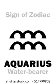 Astrology Alphabet: Sign of Zodiac AQUARIUS (The Water-bearer). 
Hieroglyphics character sign (single symbol).