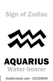 Astrology Alphabet: Sign of Zodiac AQUARIUS (The Water-bearer). 
Hieroglyphics character sign (single symbol).