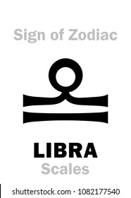 Astrology Alphabet: Sign of Zodiac LIBRA (The Scales). 
Hieroglyphics character sign (single symbol).