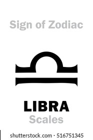 Astrology Alphabet: Sign of Zodiac LIBRA (The Scales). 
Hieroglyphics character sign (single symbol).