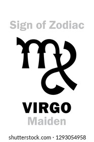 Astrology Alphabet: Sign of Zodiac VIRGO (The Maiden). 
Hieroglyphics character sign (single symbol).