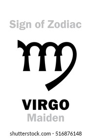 Astrology Alphabet: Sign of Zodiac VIRGO (The Maiden). 
Hieroglyphics character sign (single symbol).