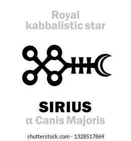 Astrology Alphabet: SIRIUS (α Canis Majoris / Sothis, Canicula), «Canis Major» (The Mouth of the Great Dog), oth.name: Dog Star. 
Hieroglyphic sign (kabbalistic symbol by Cornelius Agrippa, 1533).