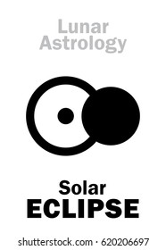 Astrology Alphabet: Solar ECLIPSE, astronomical phenomenon. 
Hieroglyphics character sign (single symbol).