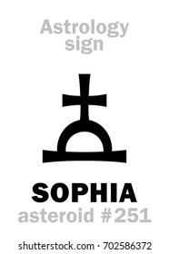 Astrology Alphabet: SOPHIA («Divine Wisdom»), asteroid #251. 
Hieroglyphics character sign (single symbol).