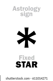 Astrology Alphabet: STAR (fixed STAR). 
Hieroglyphics character sign (single symbol).