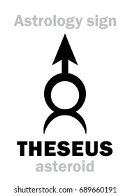 Astrology Alphabet: THESEUS, asteroid. 
Hieroglyphics character sign (single symbol).