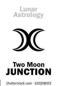 Astrology Alphabet: Two MOON junction. 
Hieroglyphics character sign (single symbol).