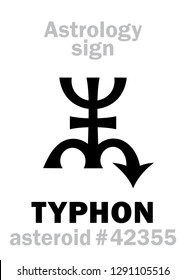 Astrology Alphabet: TYPHON, asteroid (or Scattered disc object) #42355. 
Hieroglyphics character sign (original symbol).