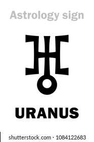 Astrology Alphabet: URANUS, higher global planet (Trans-Saturn). 
Hieroglyphics character sign (single symbol).