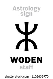 Astrology Alphabet: WODEN's staff (Odin/Woden/Wotan). 
Hieroglyphics character sign (single symbol).