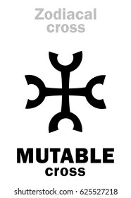 Astrology Alphabet: Zodiacal MUTABLE cross. 
Hieroglyphics character sign (single symbol).
